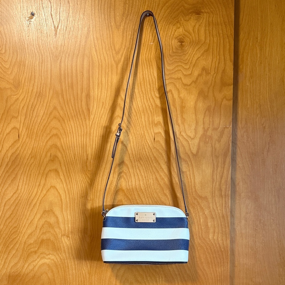 Kate Spade Navy and White Striped Crossbody Bag